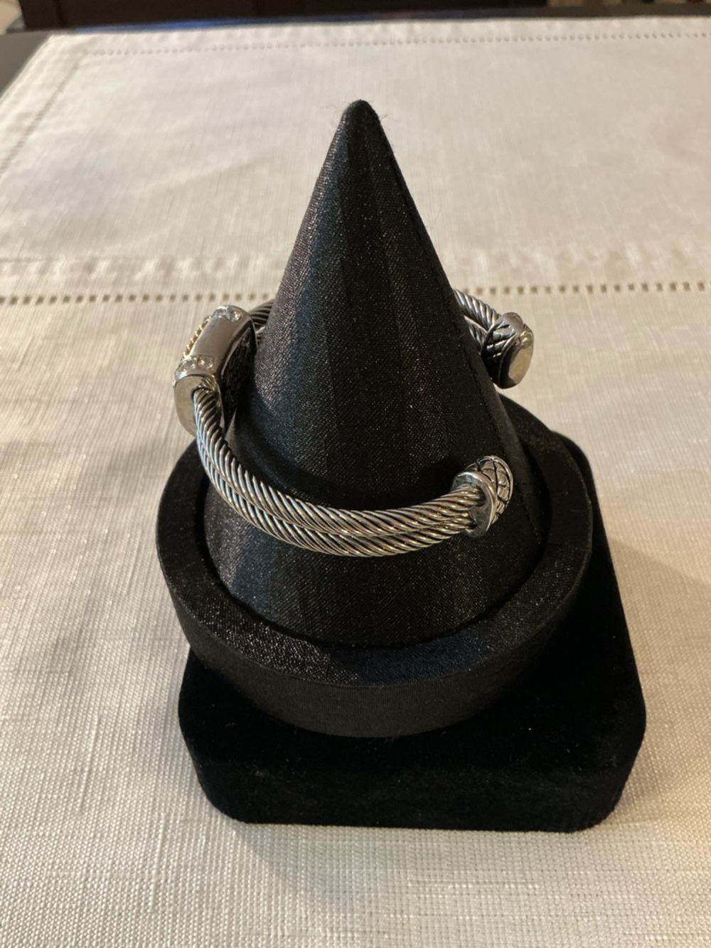 Two Tone Double Cable Cuff Bracelet - Picture 2 of 5